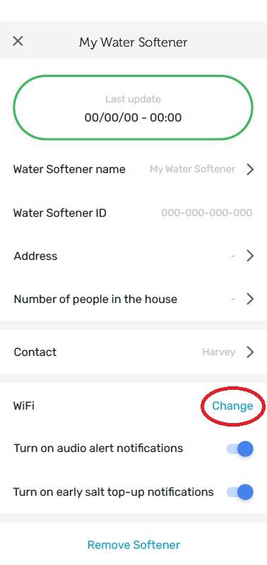 settings screen for the myHarvey app