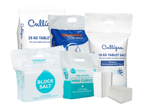 Harvey Water Softener Salt range, including block salt and pellets